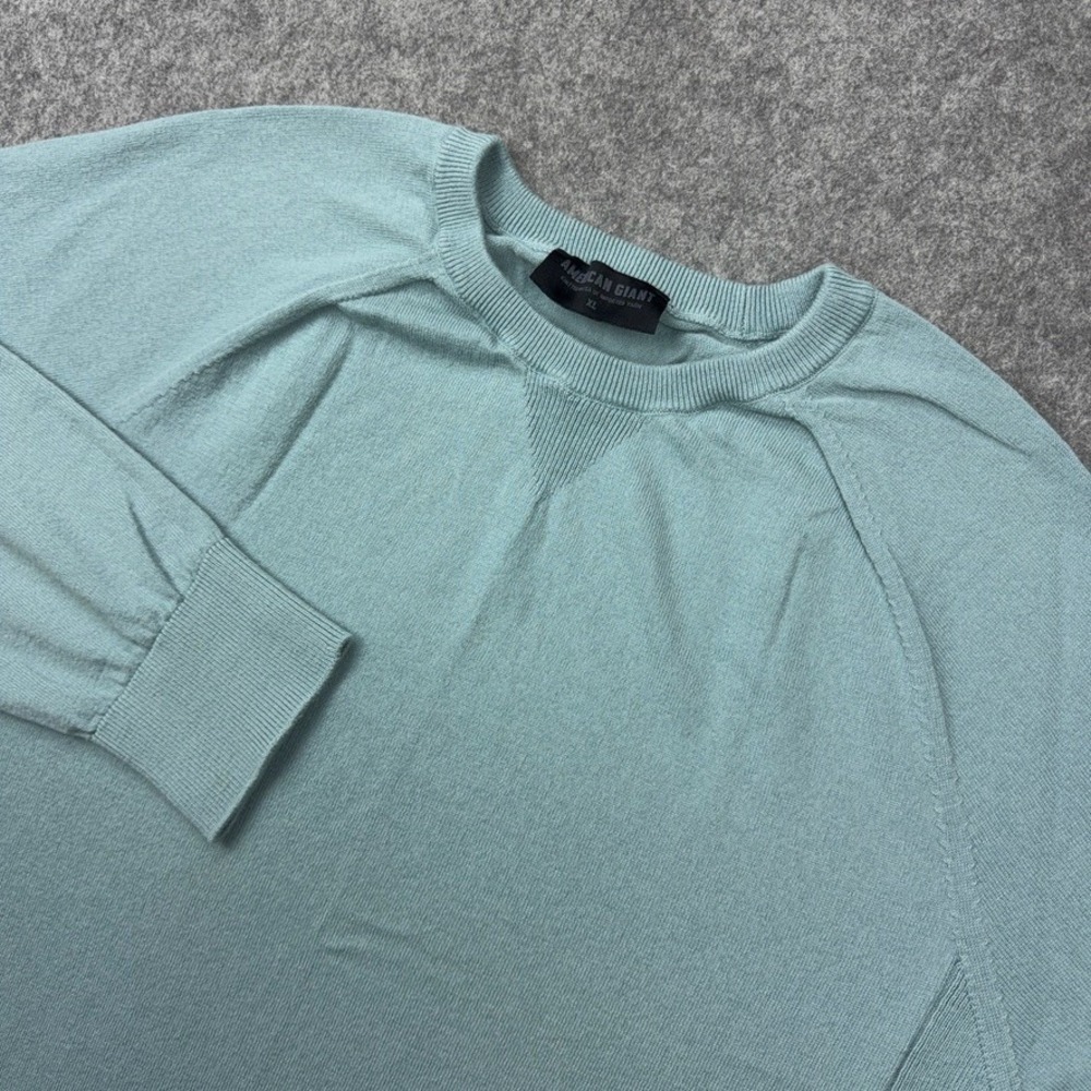 American Giant Sweater Mens XL Light Blue Merino Wool Raglan Blend Pullover